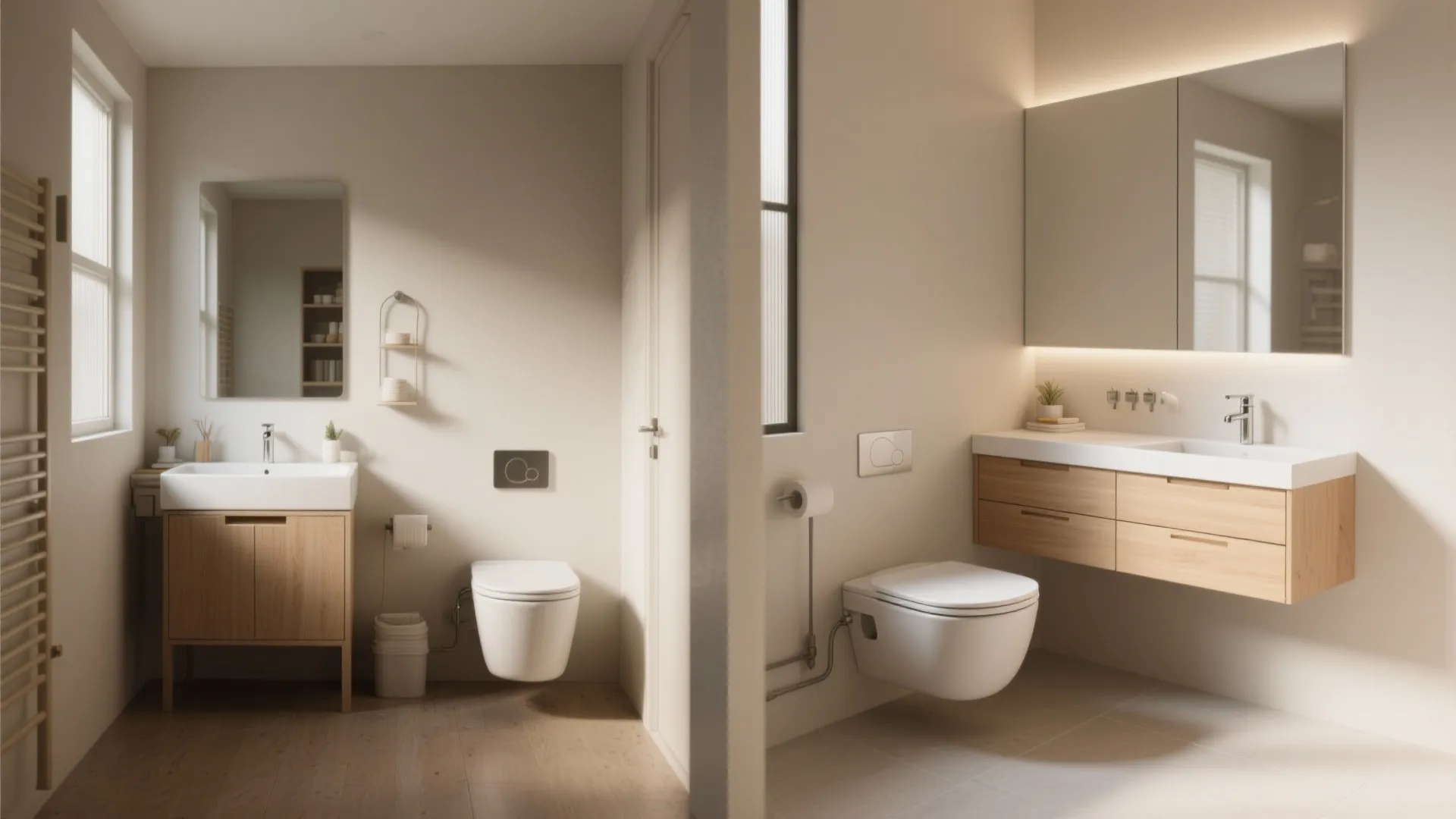 Floating Vanity and Hidden Cistern Toilet