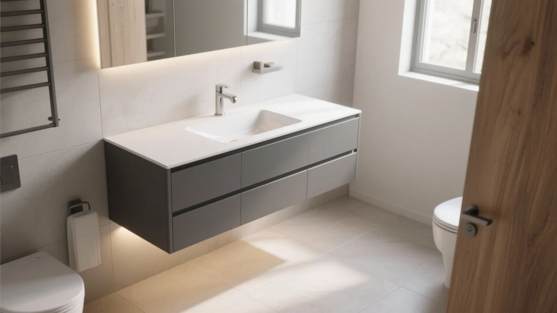 1. Go Floating: Wall-Mounted Vanities