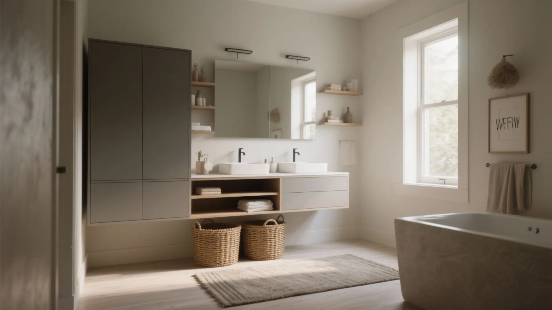 3. Floating vanity styling