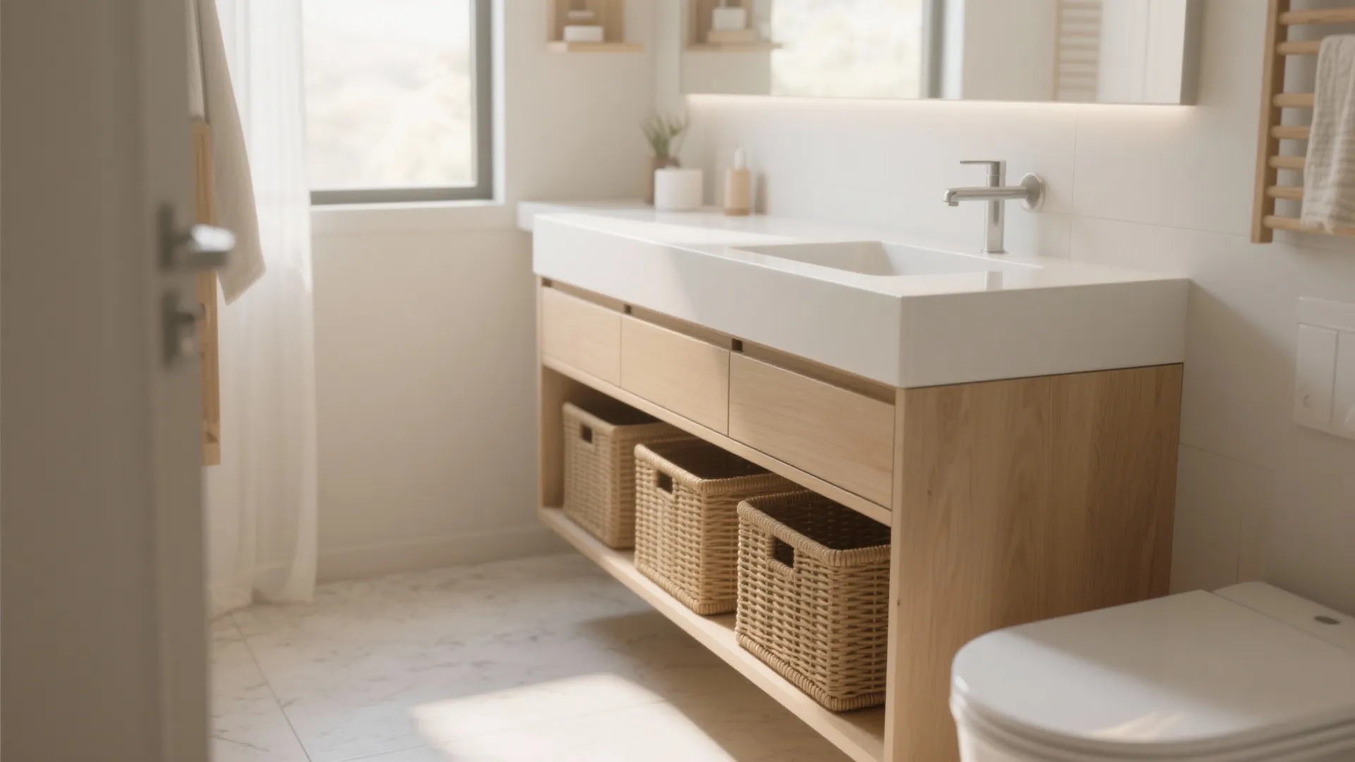 1. Floating vanities with hidden storage