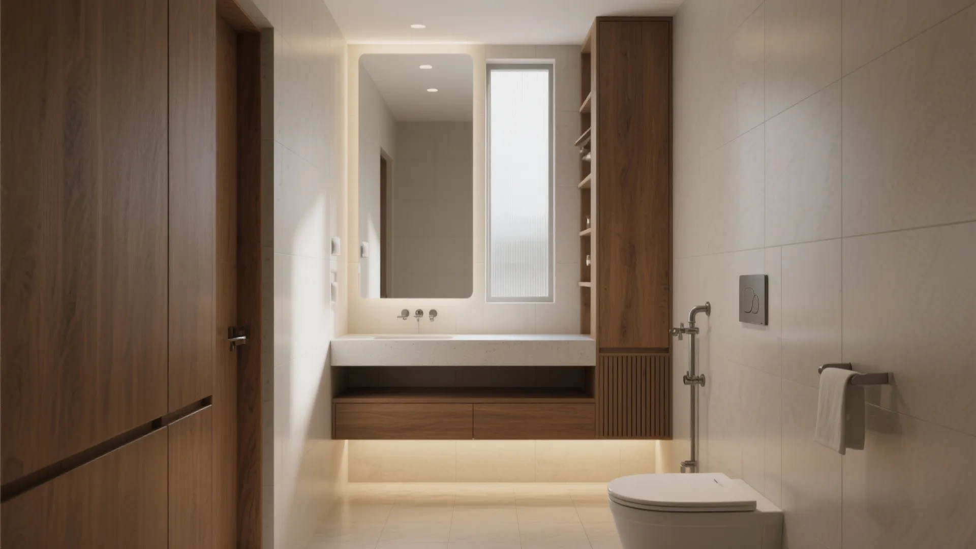 2. Floating Vanities and Vertical Storage