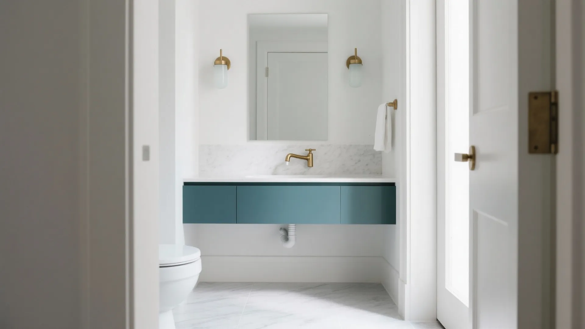 Floating vanity + wall-mounted faucet