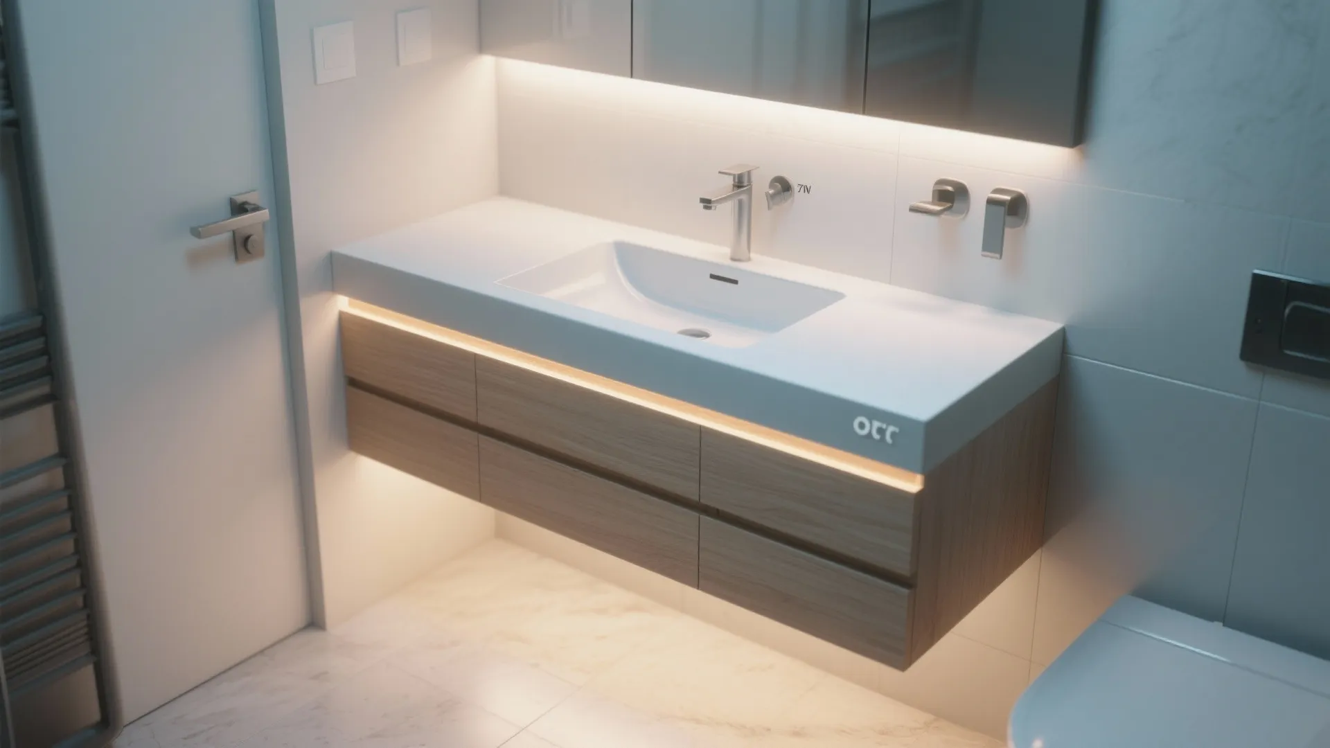 2. Try a floating vanity to free up floor visual