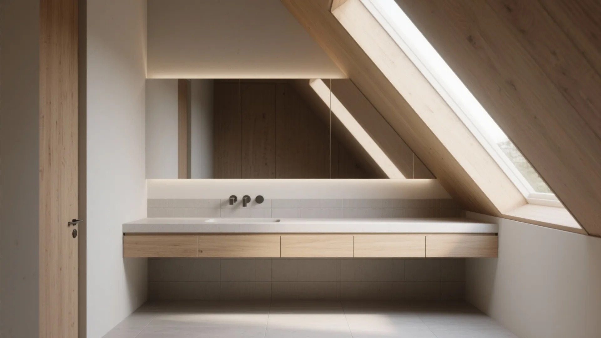 2. Use a low-profile vanity and floating cabinetry