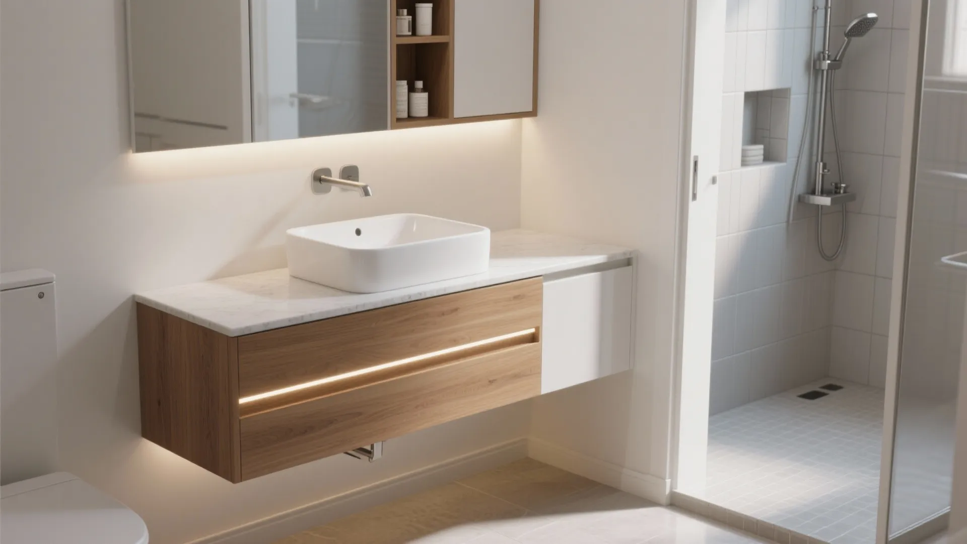 Floating Vanities, Recessed Niches, and Built‑In Cleverness