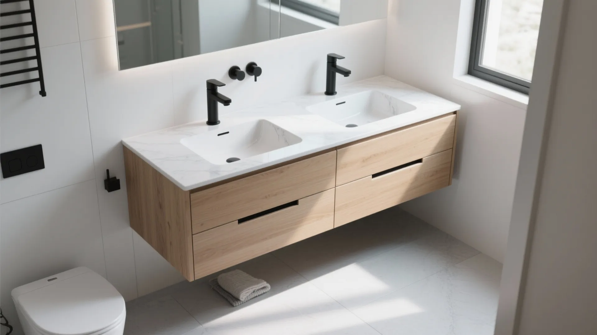 Minimalist Floating Vanity with Integrated Storage