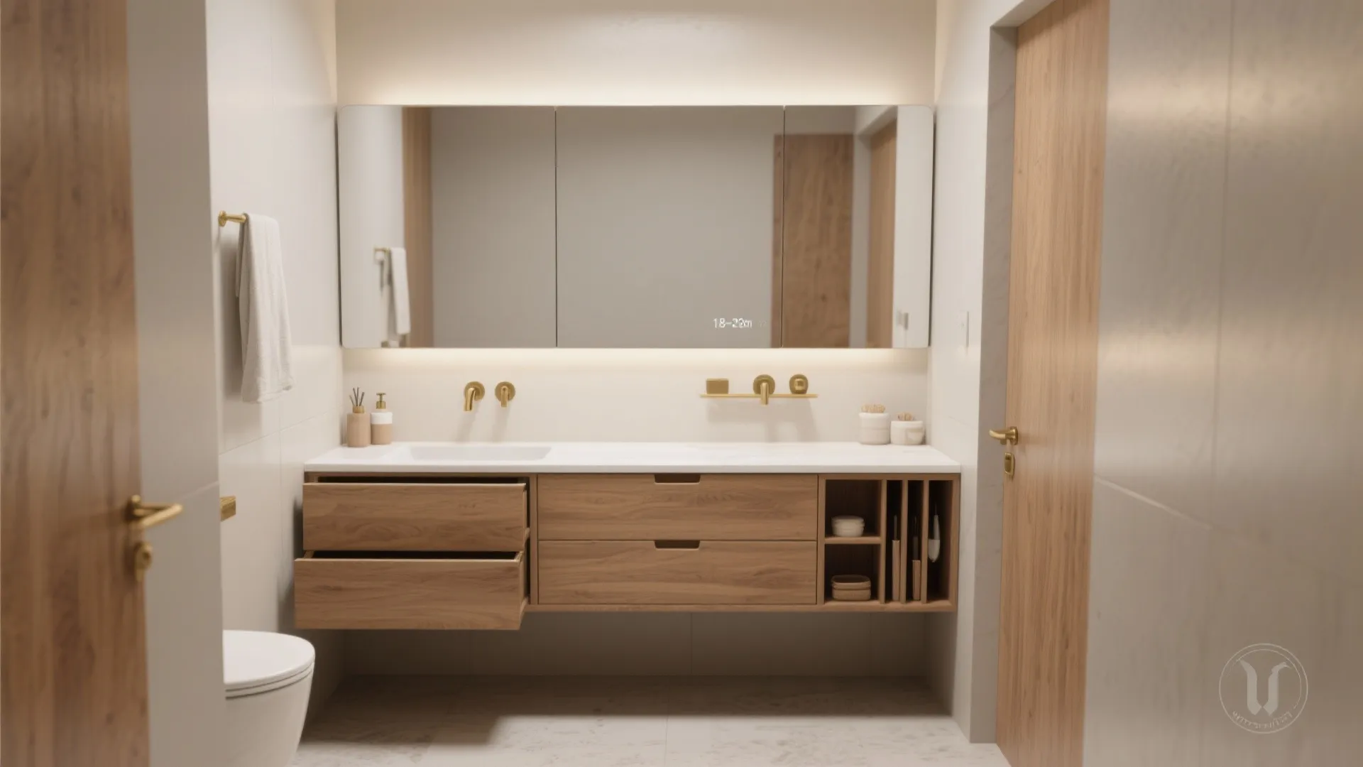 2. Go for a floating vanity with hidden storage