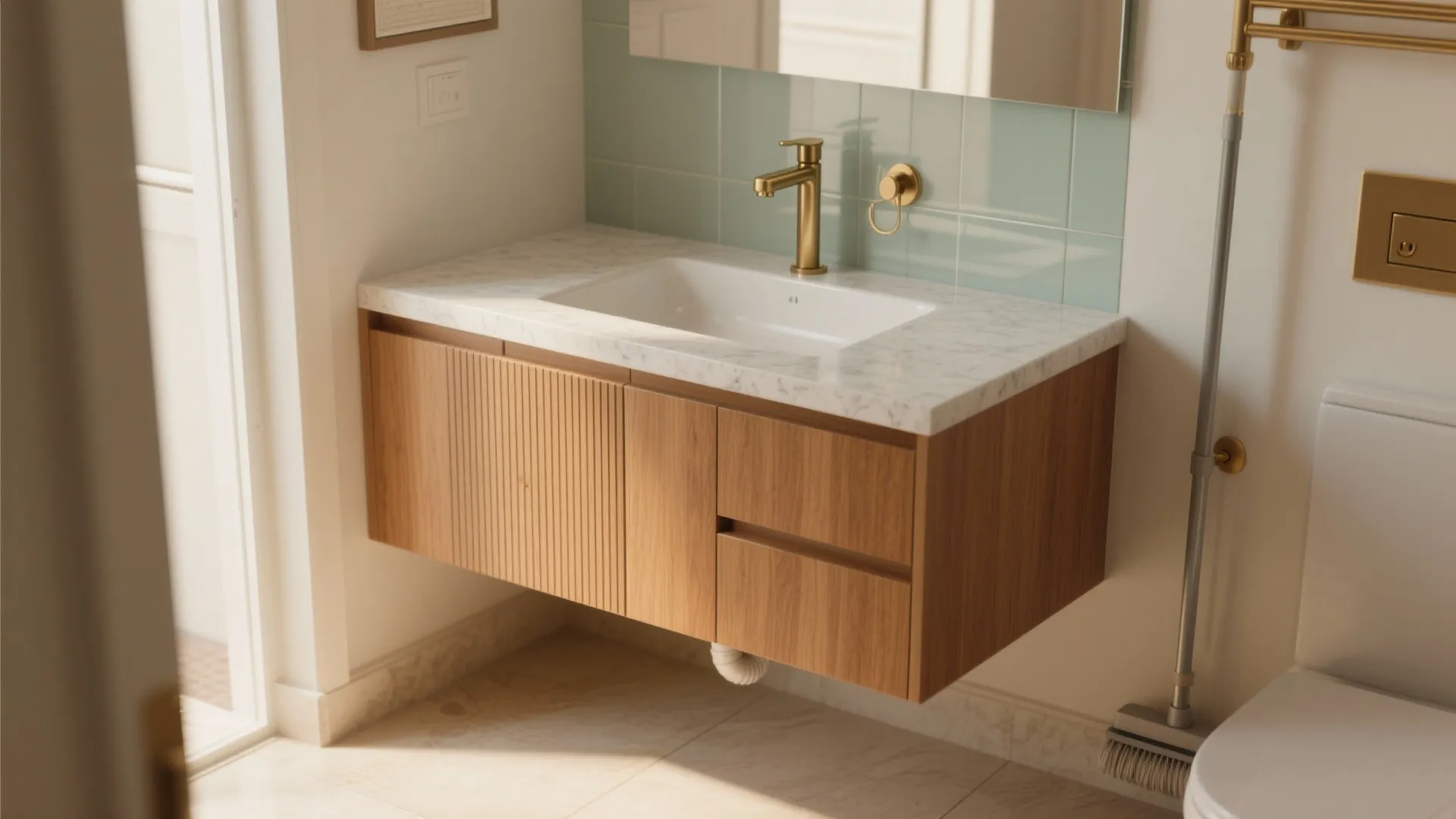 Floating Vanity + Wall-Mounted Faucet