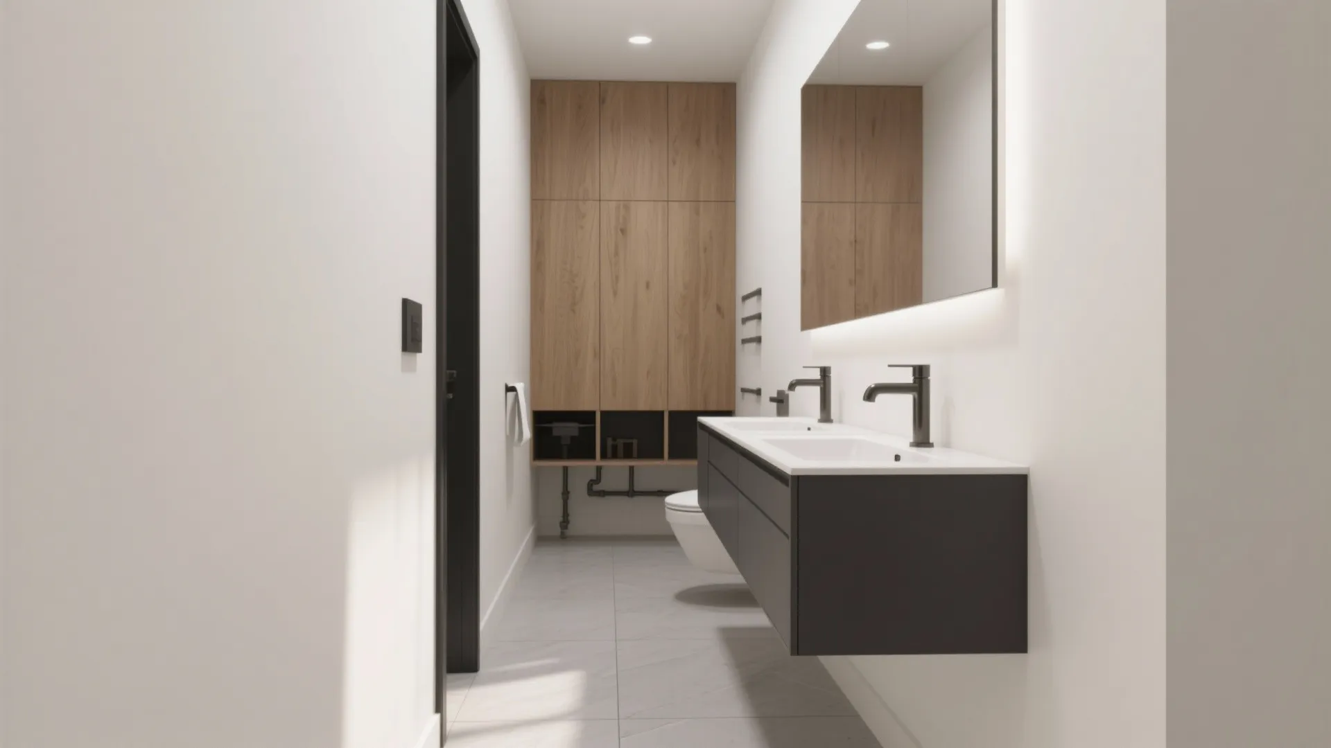 Floating Vanities with Wall-Mounted Sinks