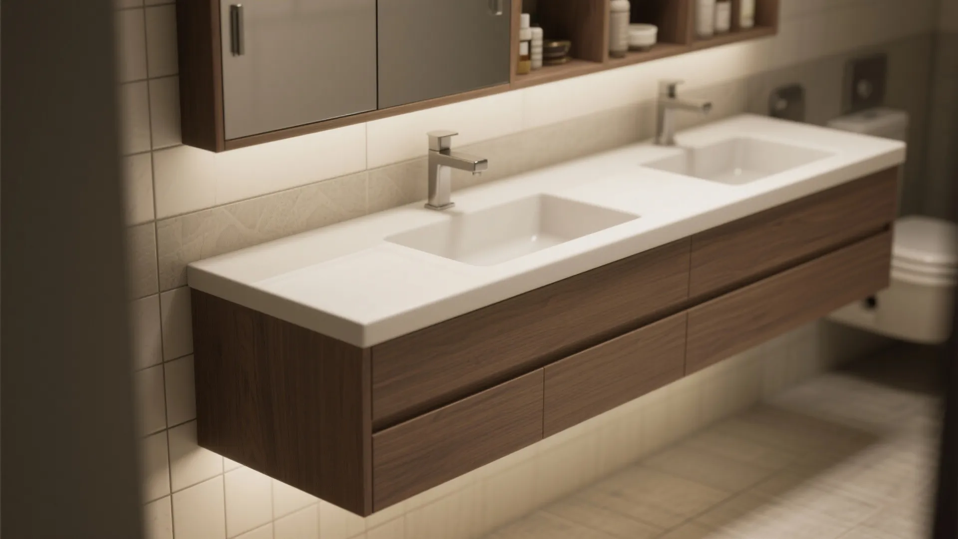 2. Floating vanity with hidden storage