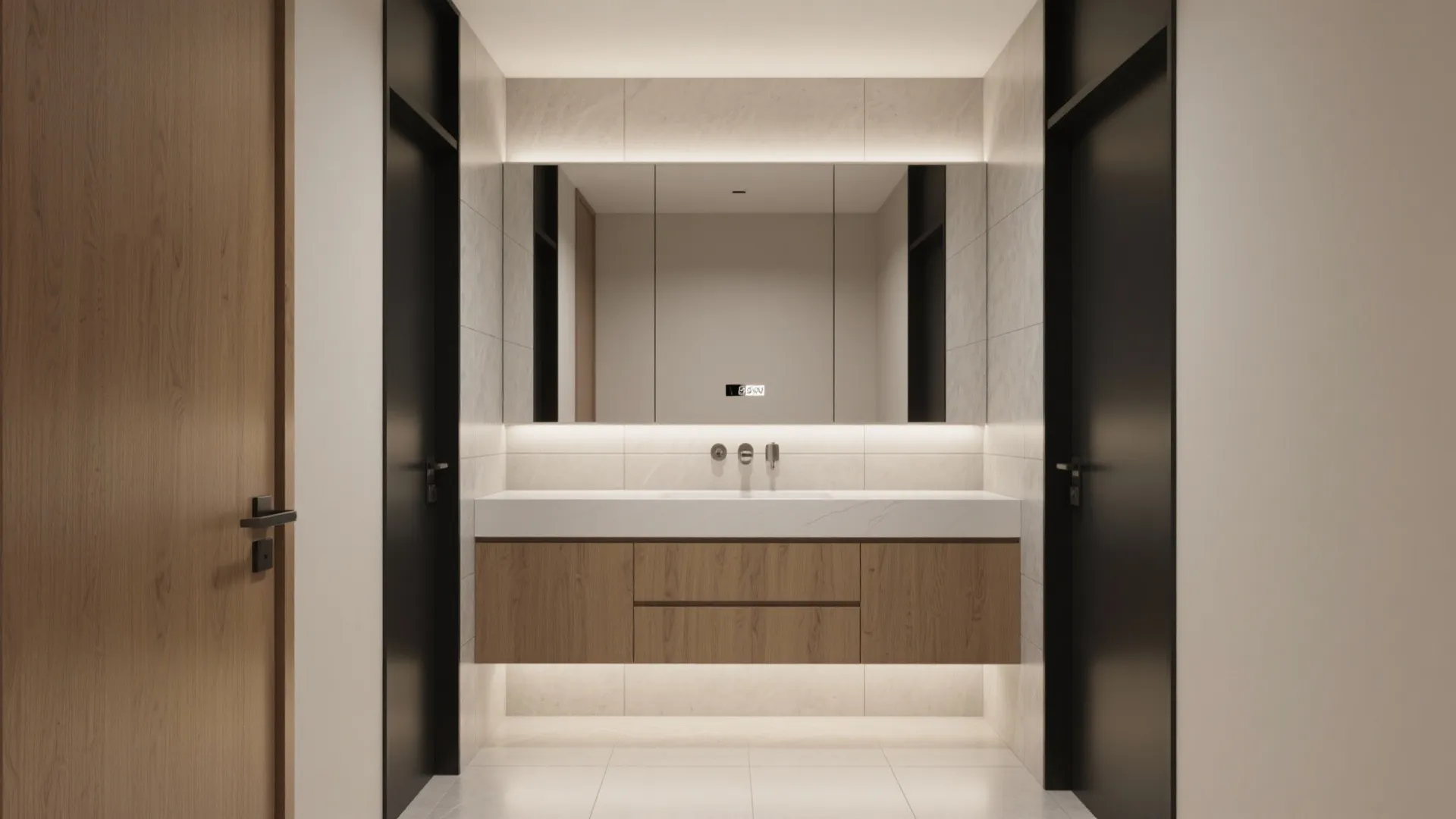 Floating Vanities with Hidden Mirror Storage