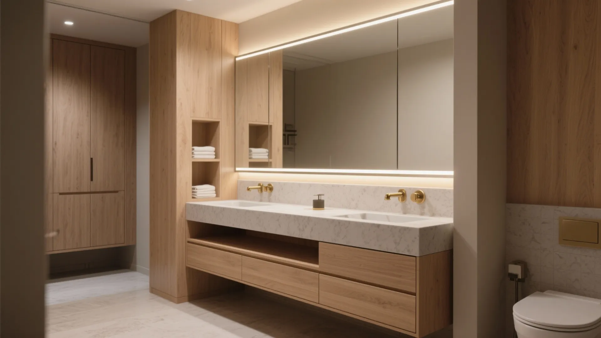 2. Choose a floating vanity to open sightlines