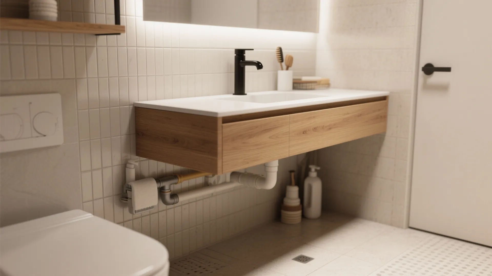 1. Floating Vanities to Free Up Floor Space