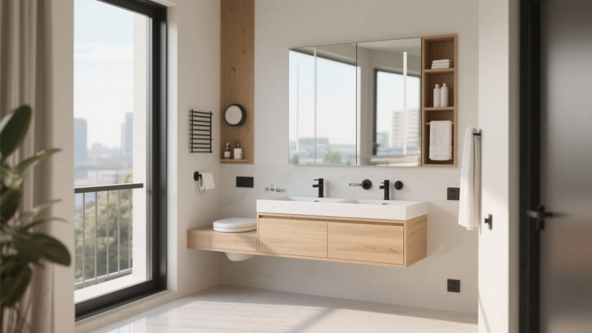 Compact Vanity with Wall-Mounted Storage