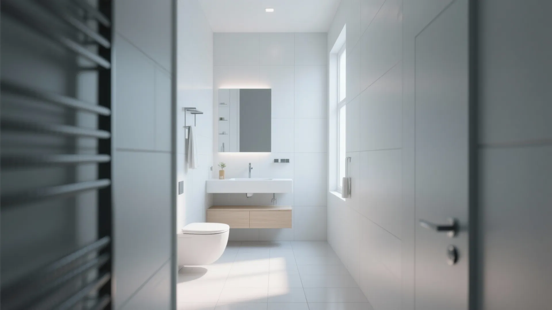 3. Floating Vanity for More Floor Space