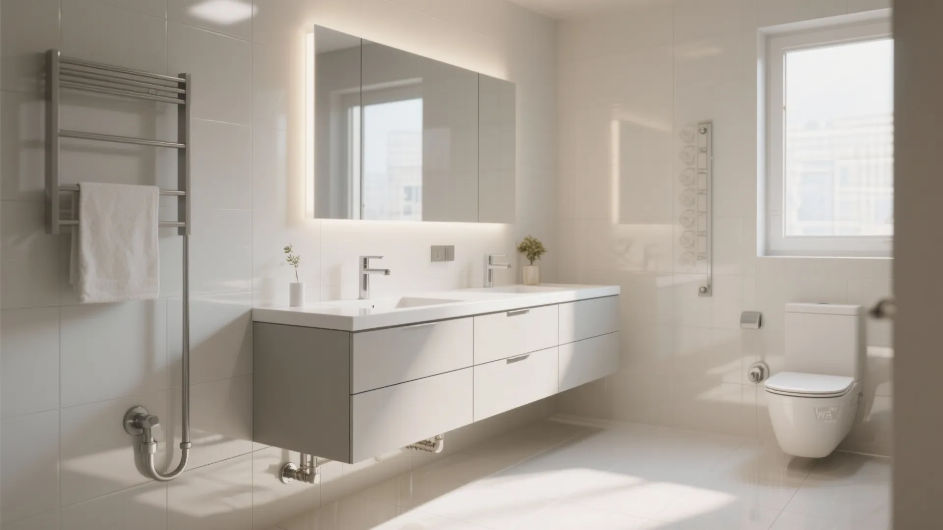 1. Floating Vanity to Amplify Floor Space