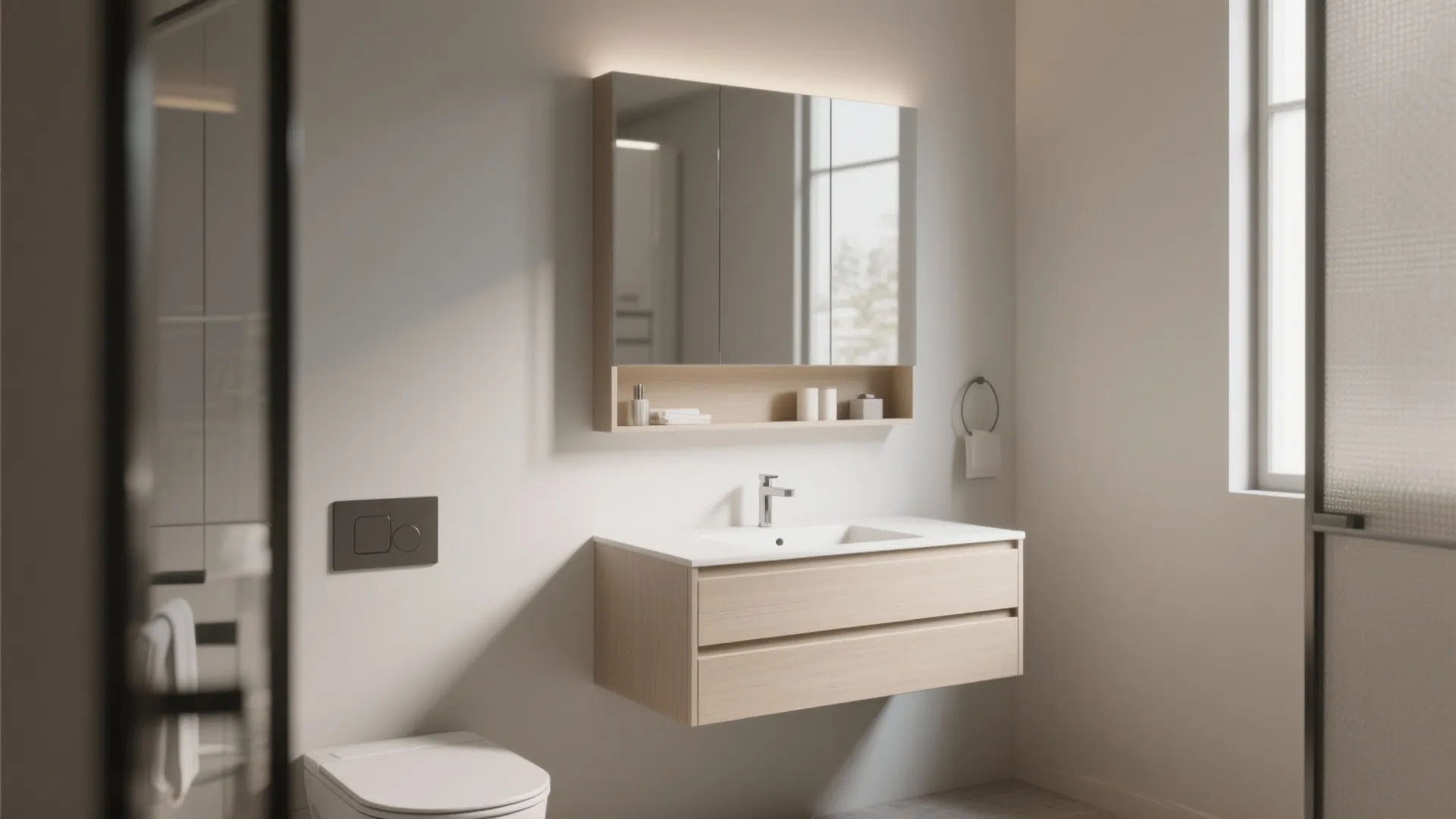 1. Floating Vanity to Maximize Floor Space