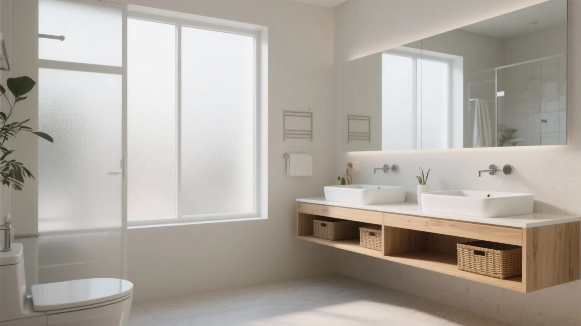 1. Floating Vanities for Open Space