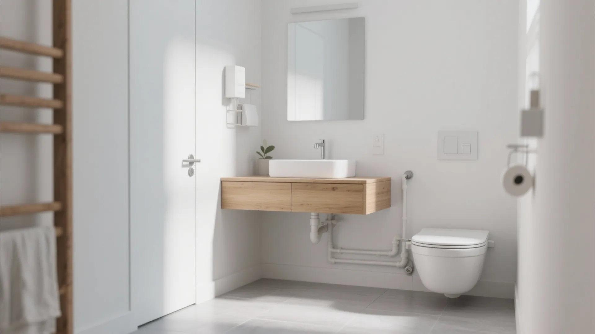 1. Floating vanity for more floor space