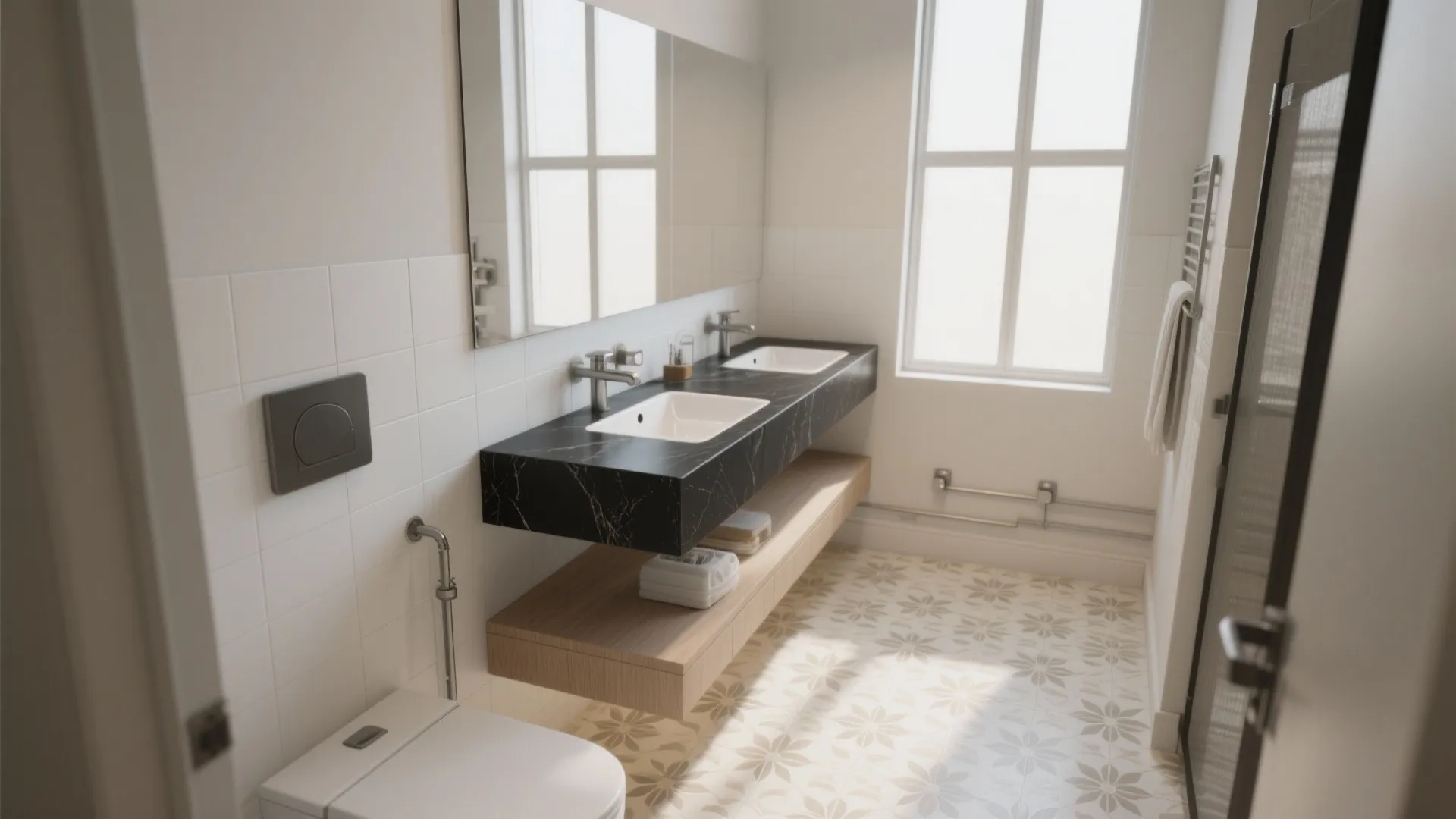 3. Floating Vanity for Airiness