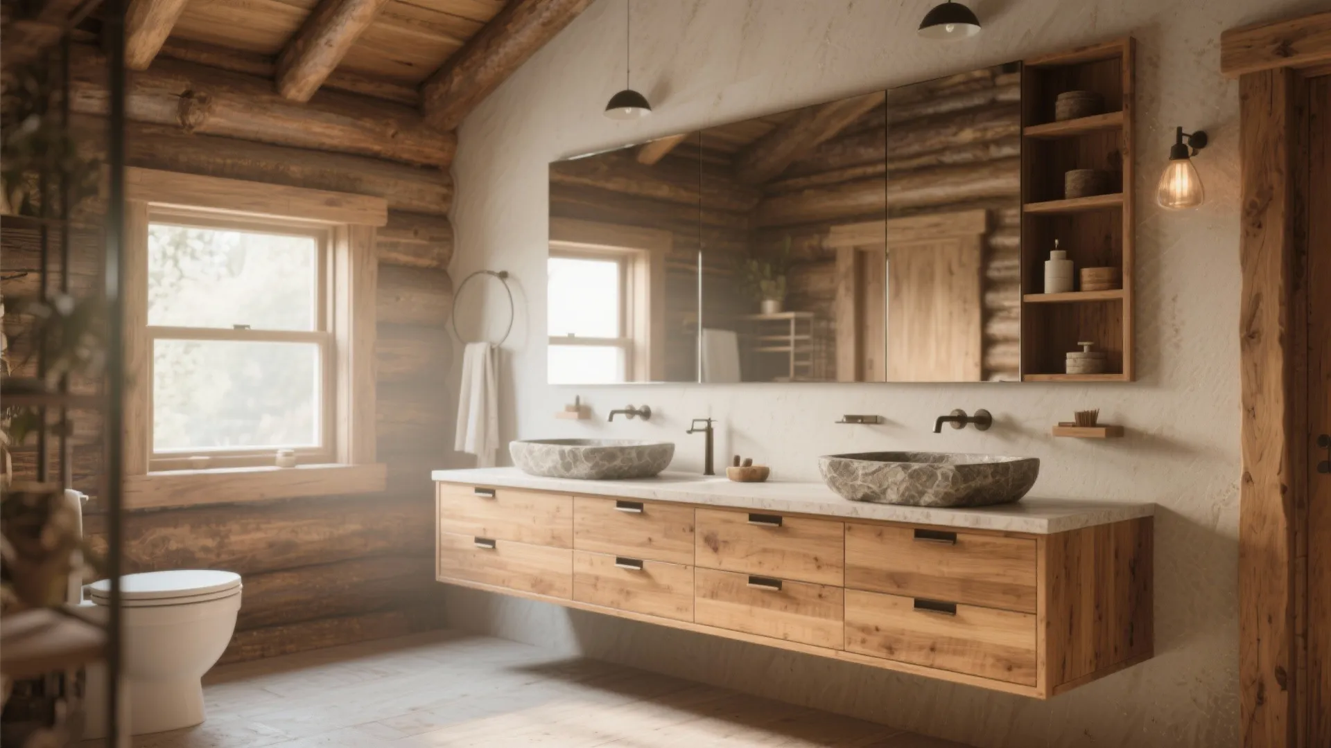 1. Floating Vanity with Hidden Storage