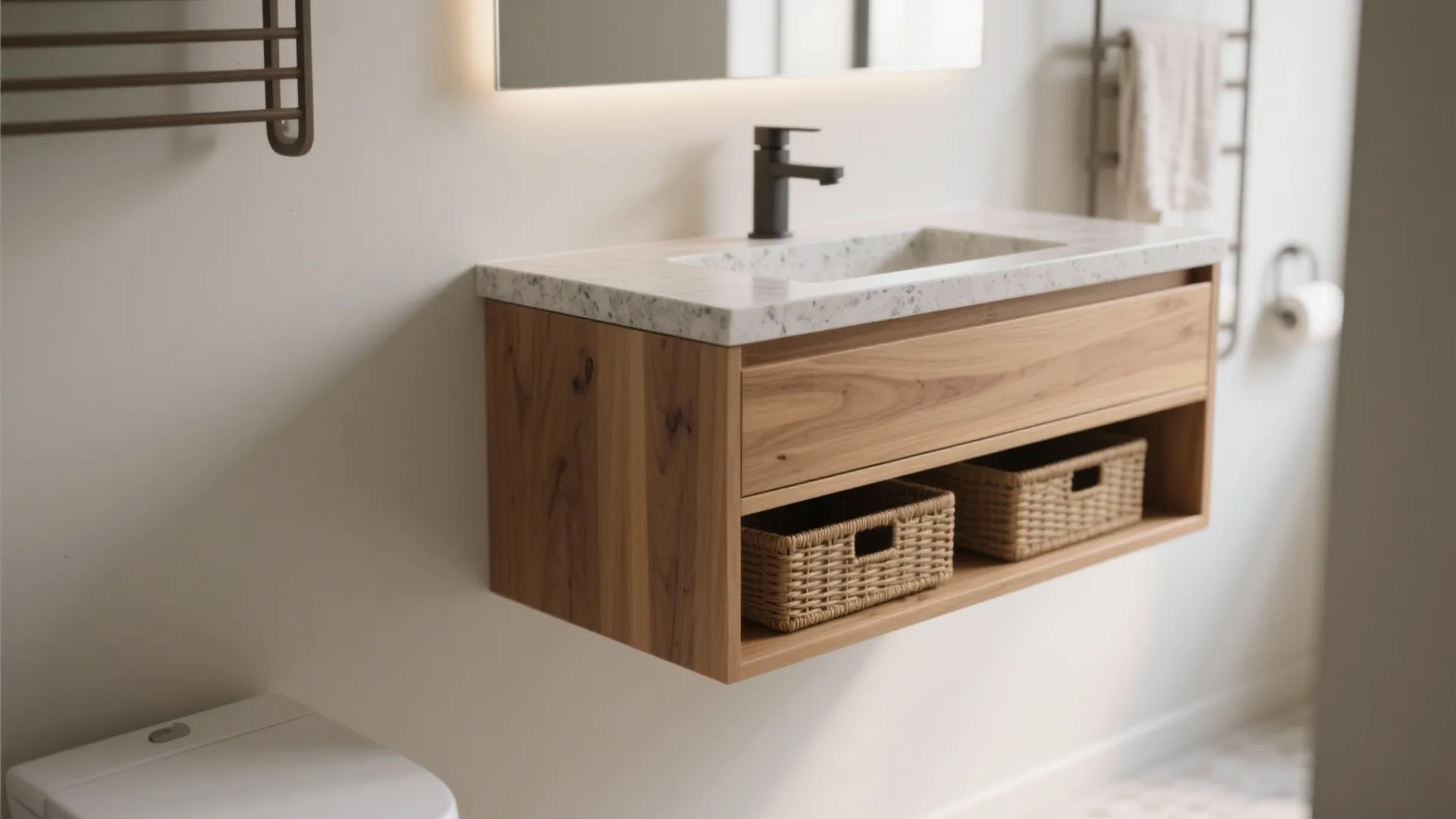 2. Wall-Mounted Vanity