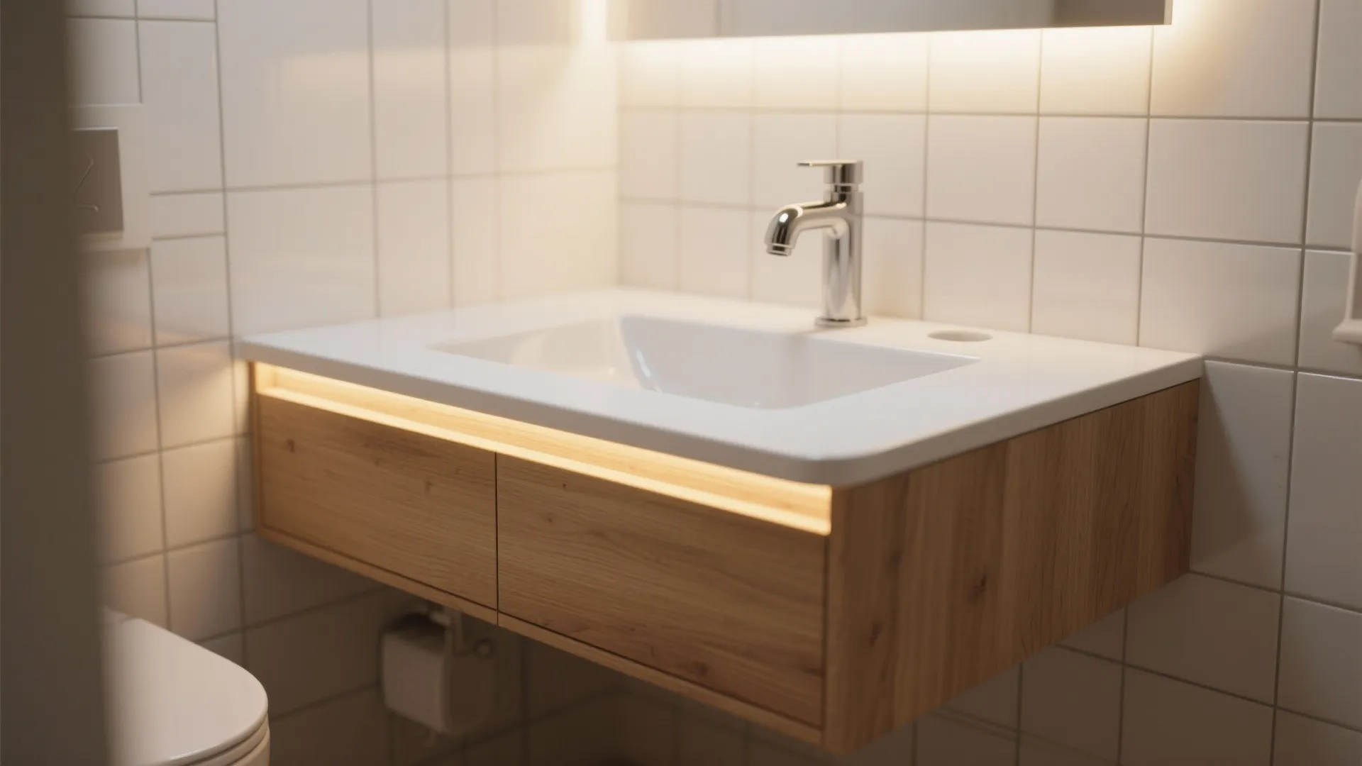 4. Floating Vanity for Lighter Feel