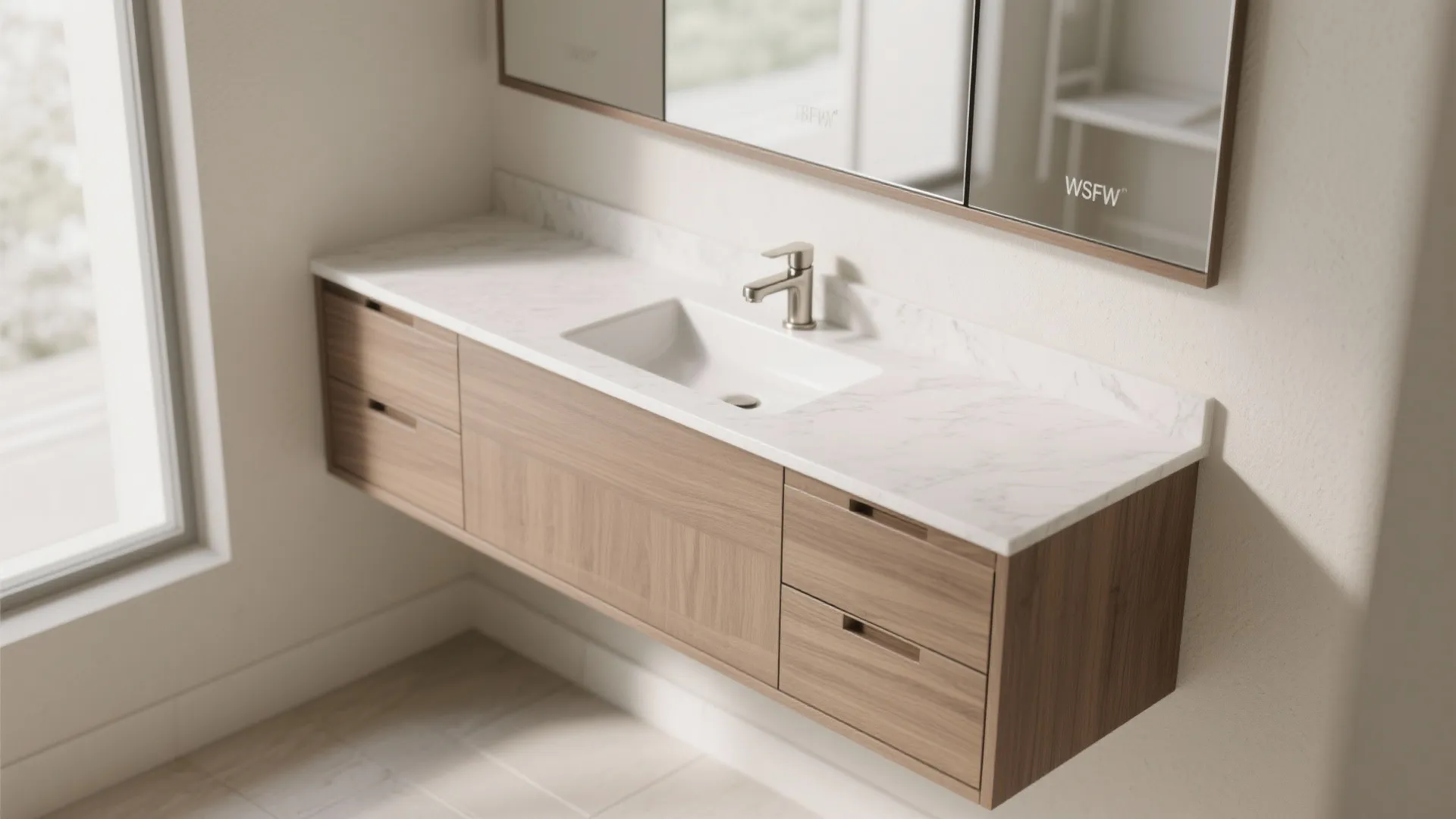 Wall-hung vanity with integrated storage