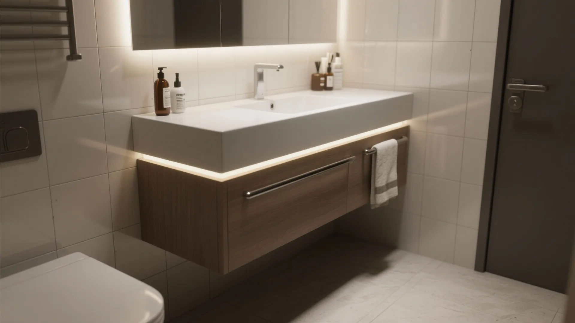 1. Wall-mounted vanity and floating storage