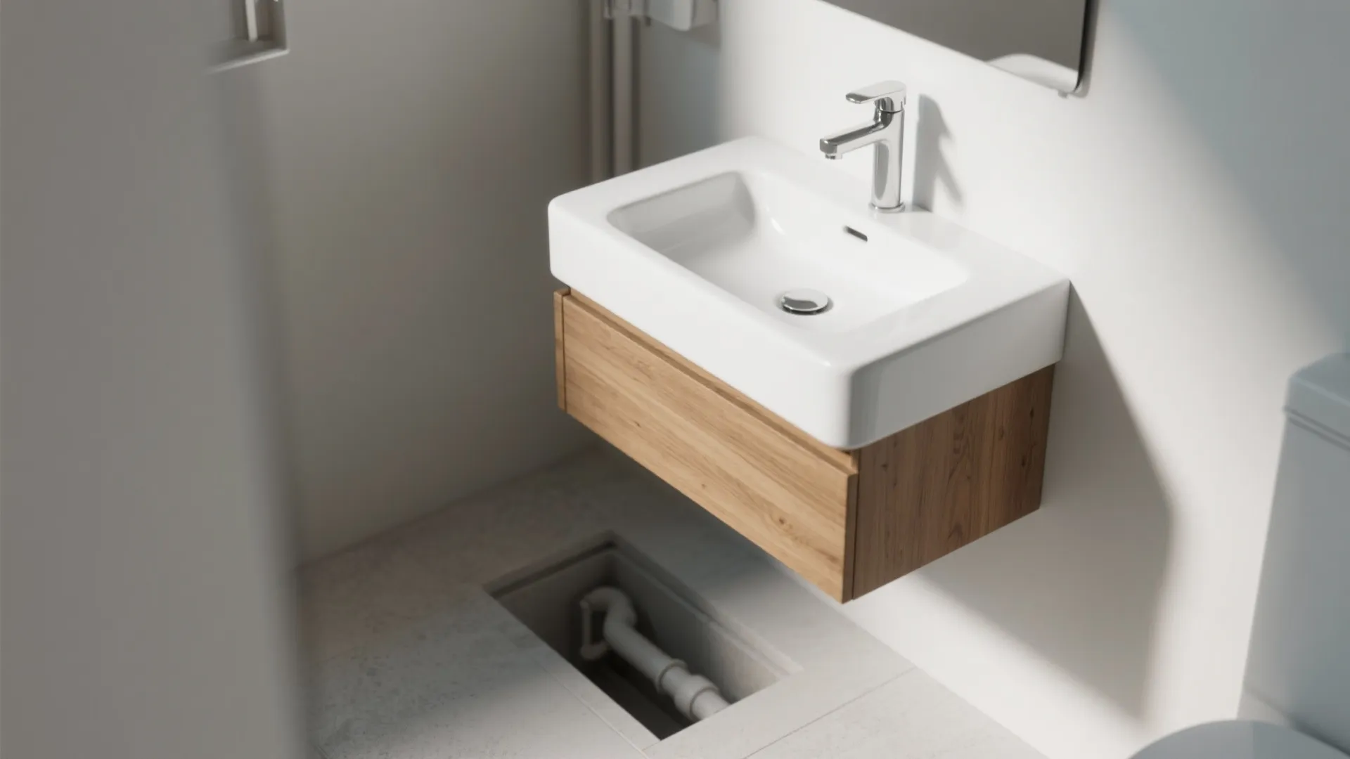 1. Float everything: wall-mounted fixtures