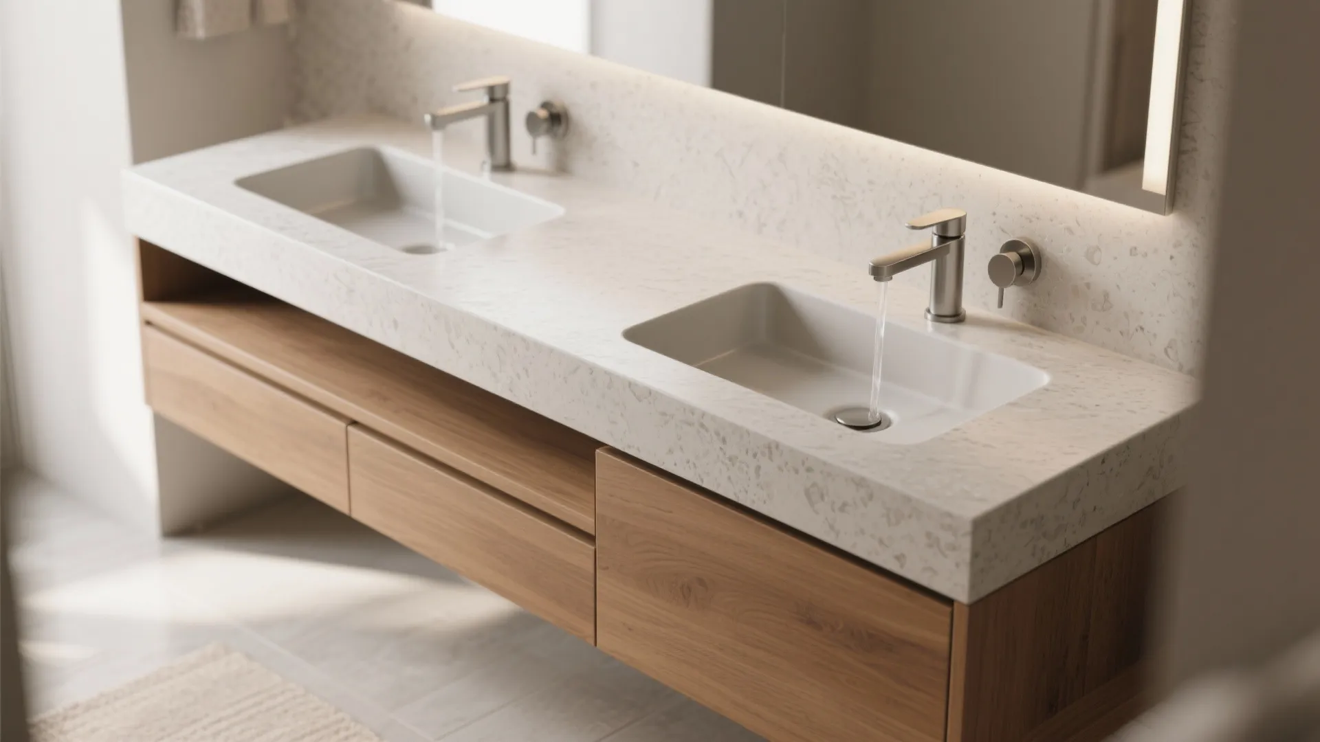 1. Narrow Floating Double Vanity
