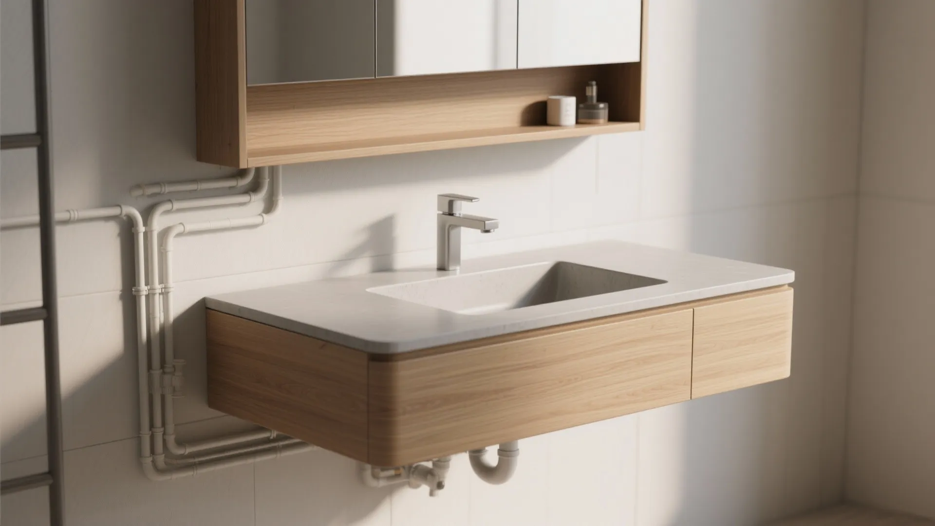 1. Floating vanities for visual breathing room