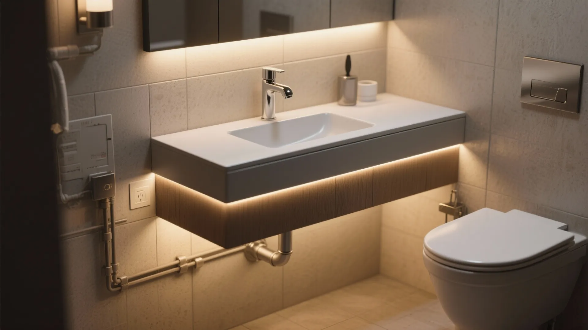 1. Wall-mounted fixtures and floating vanities