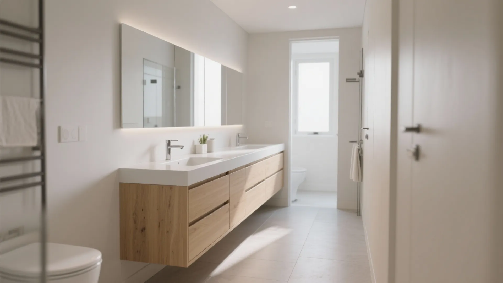 1. Floating Vanity with Built-in Drawers