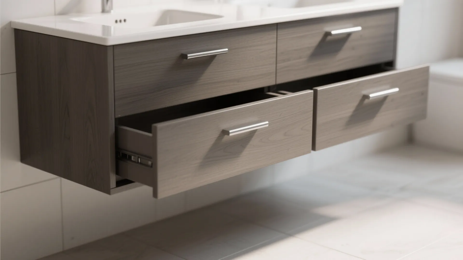 1. Floating Vanity with Storage Drawers