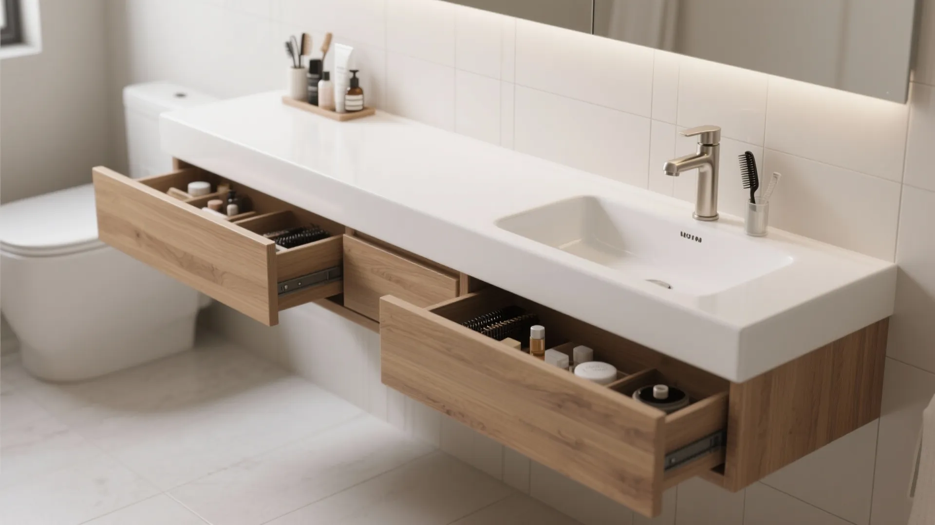 Floating Vanity With Hidden Drawers