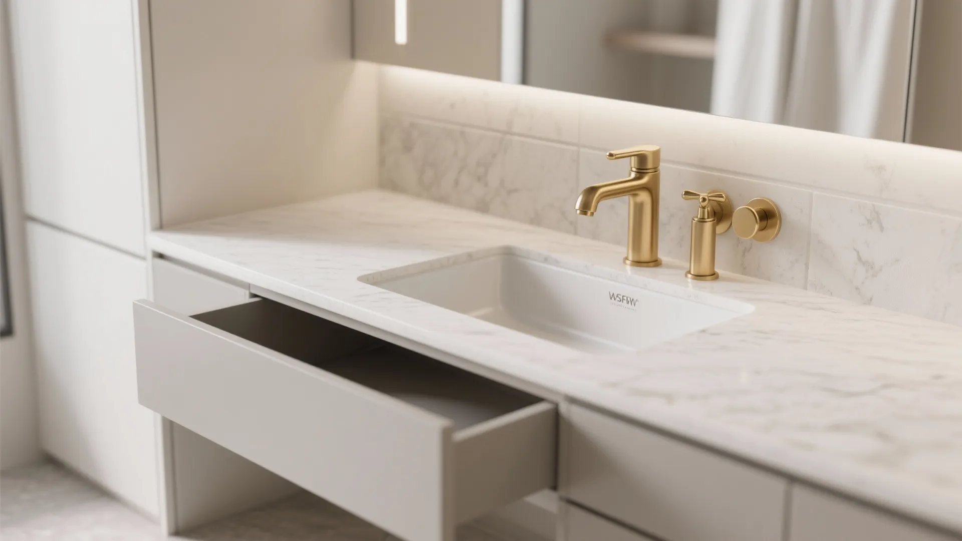 1. Pair with a slim floating vanity