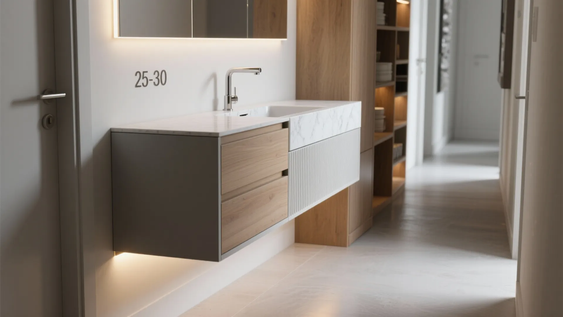 Floating vanity with hidden storage