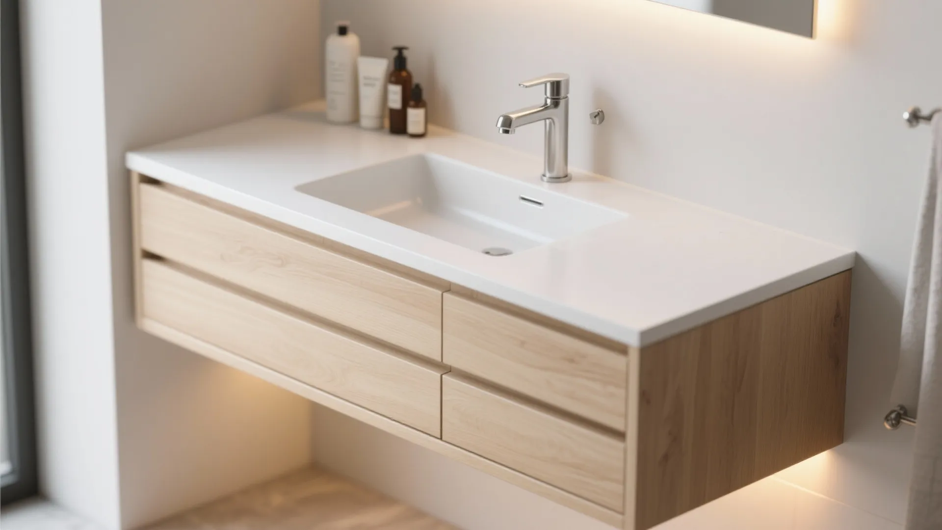 1. Floating vanity with hidden storage