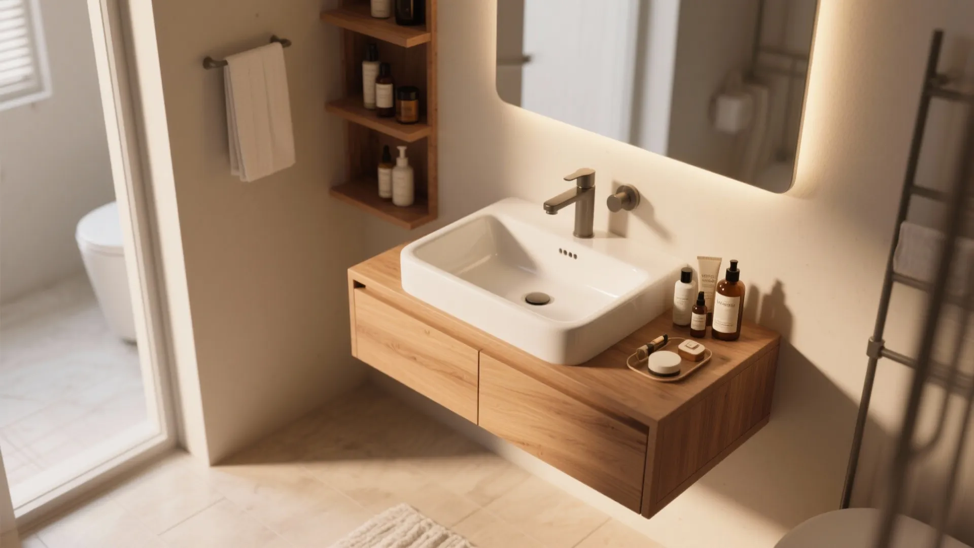 2. Floating vanity hybrid