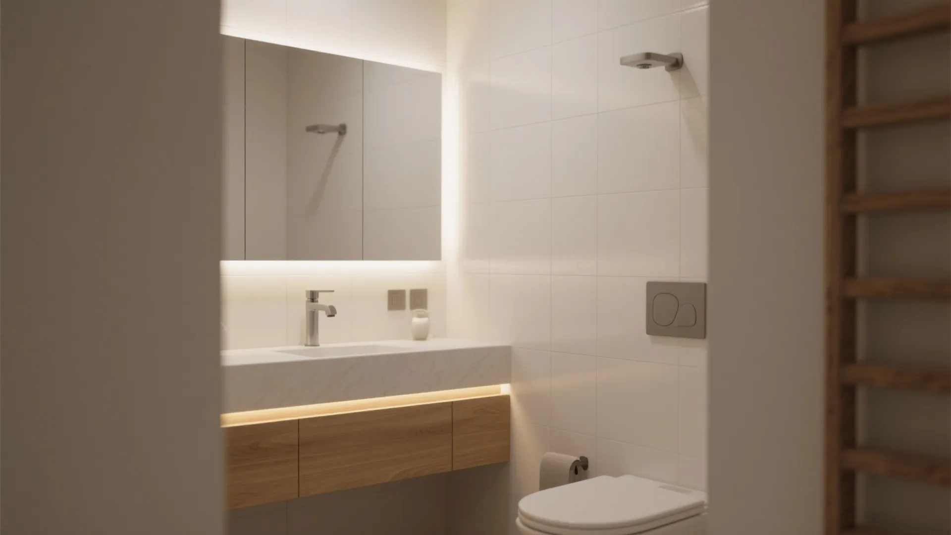 1. Wall-Mounted Vanity for Floor Space