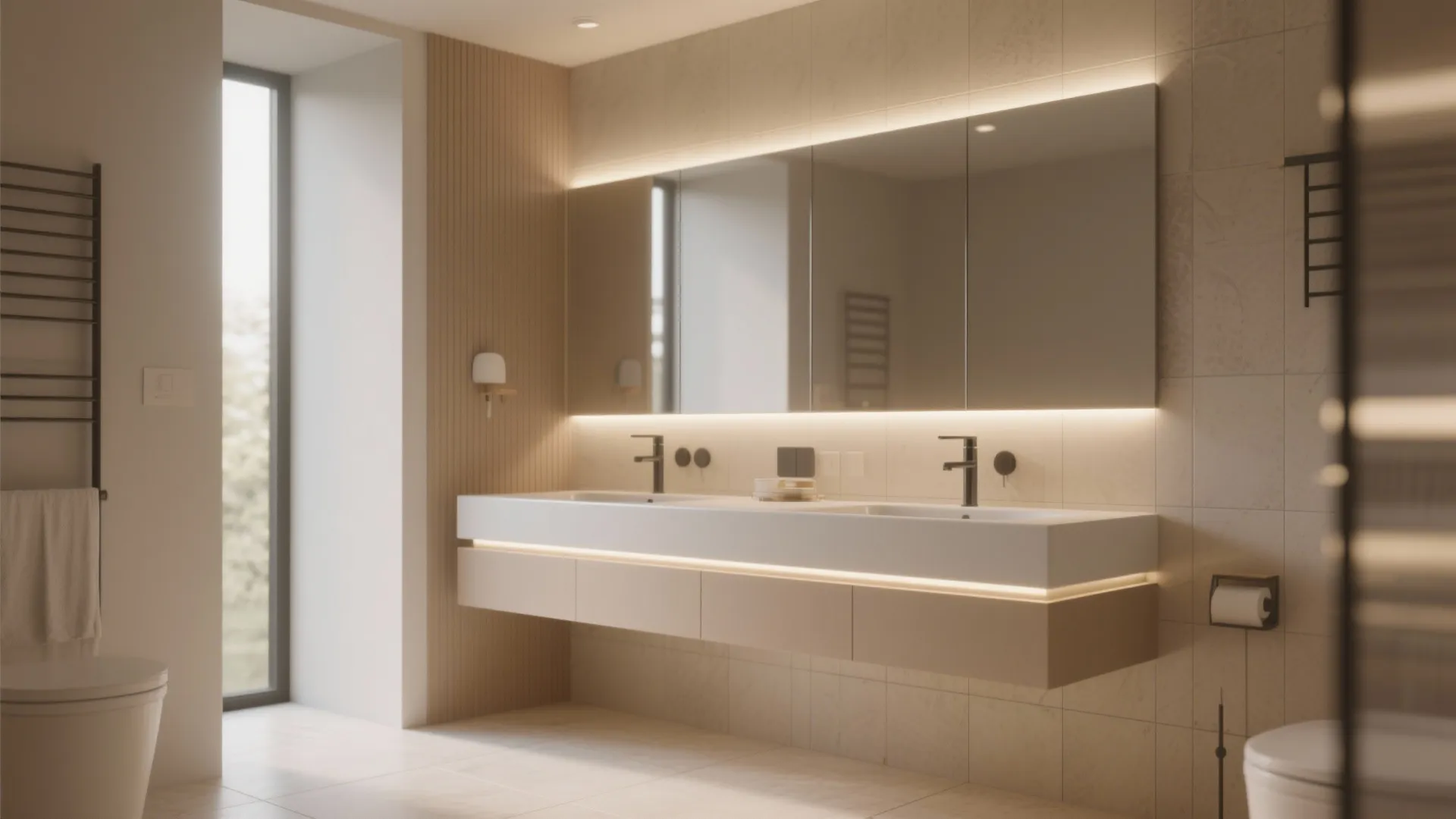 Floating Vanities with Underlighting