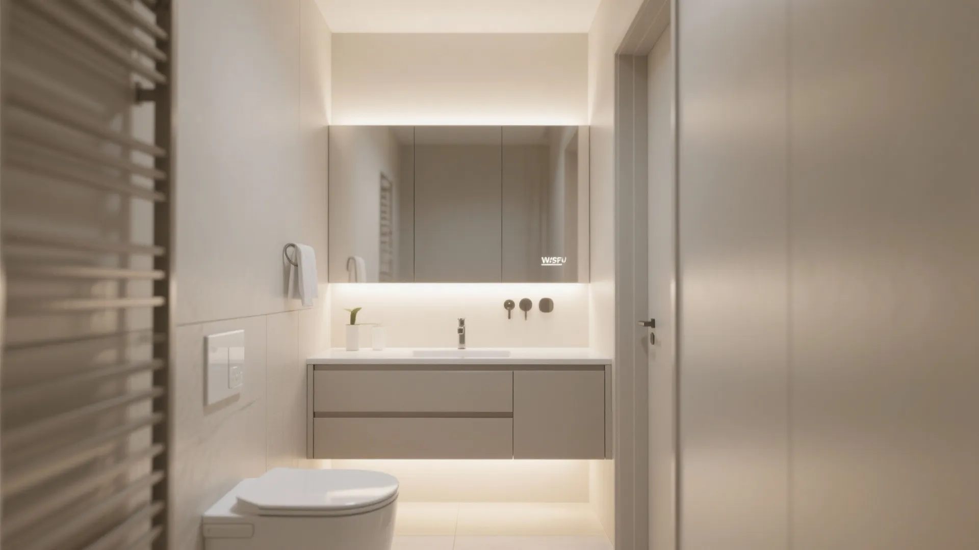 9. Floating Vanity with Lighting