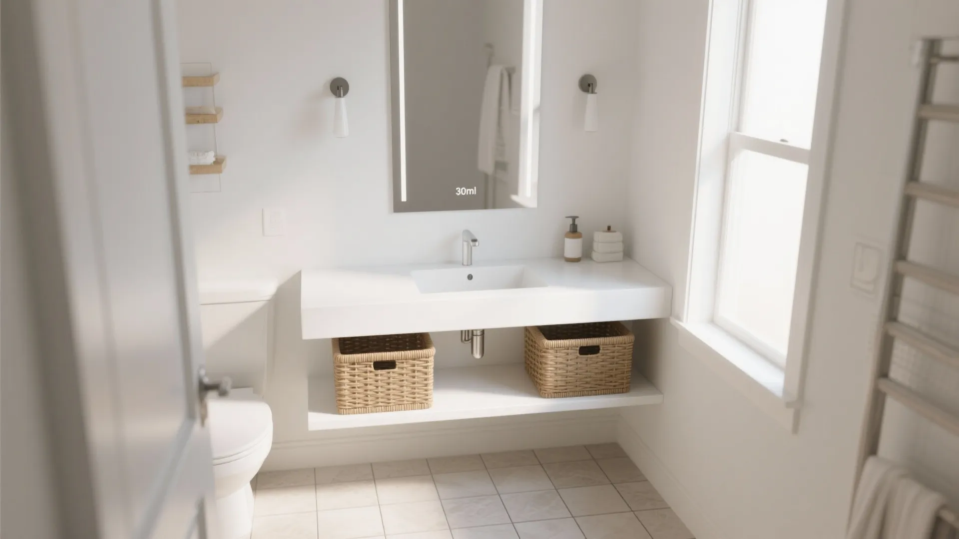 1. Slim Floating Vanity for Visual Space