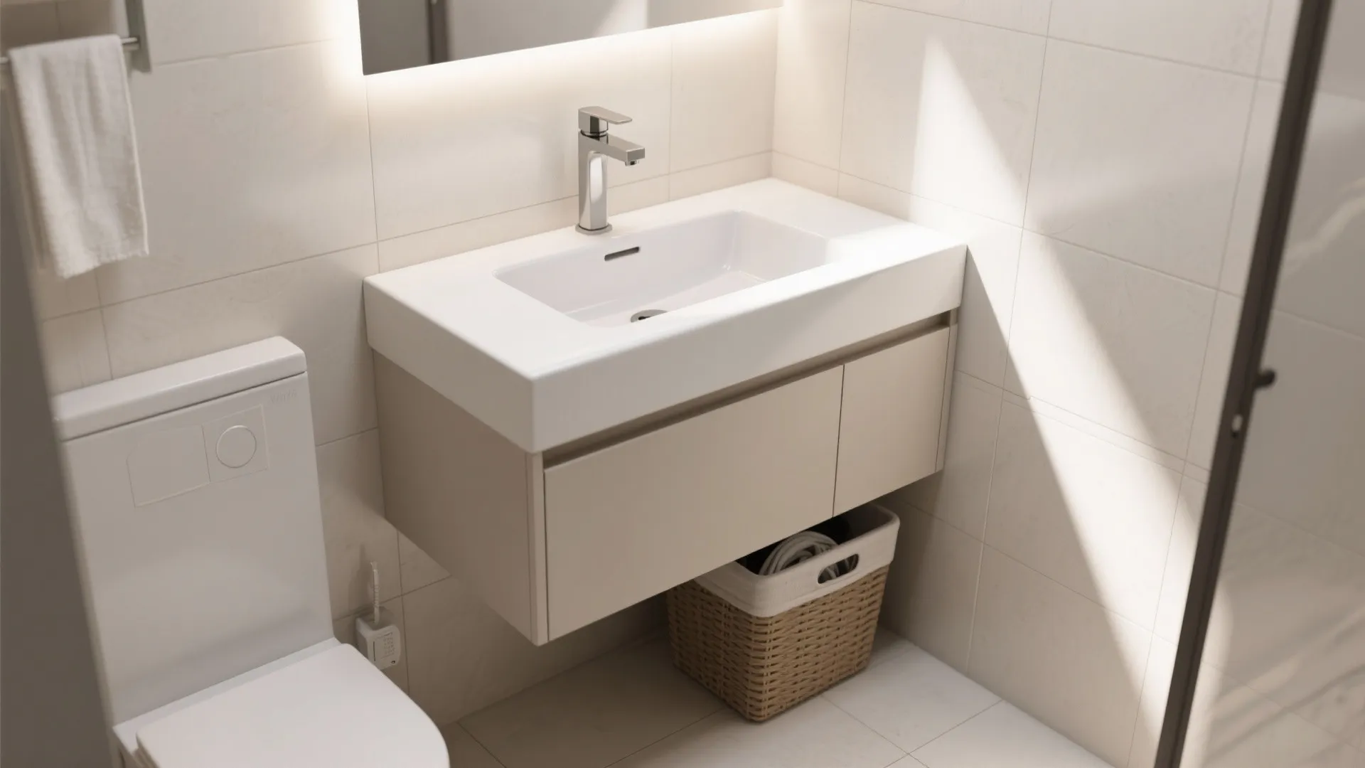 1. Install a Space-Saving Vanity