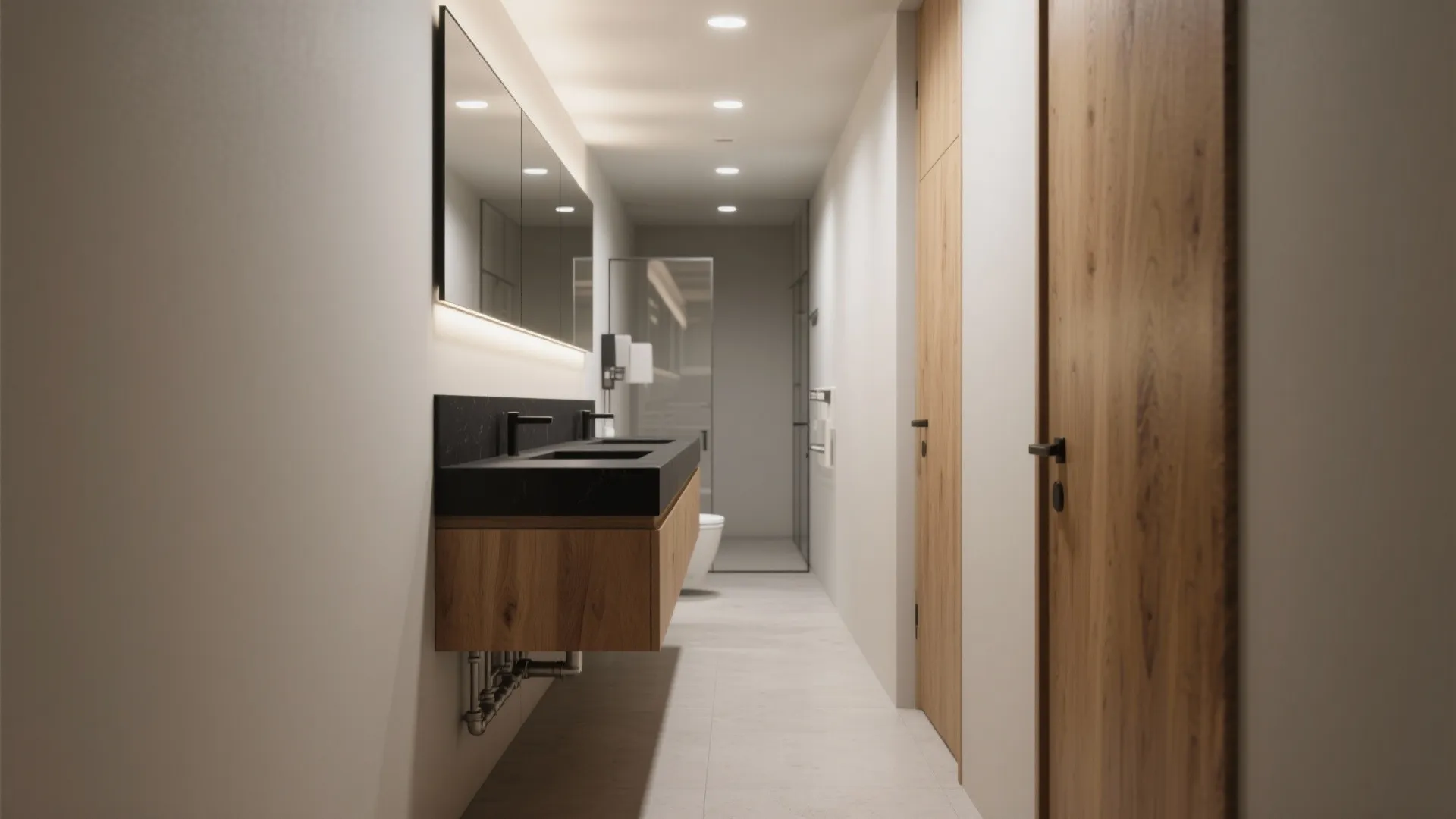 2. Floating vanity to create visual air