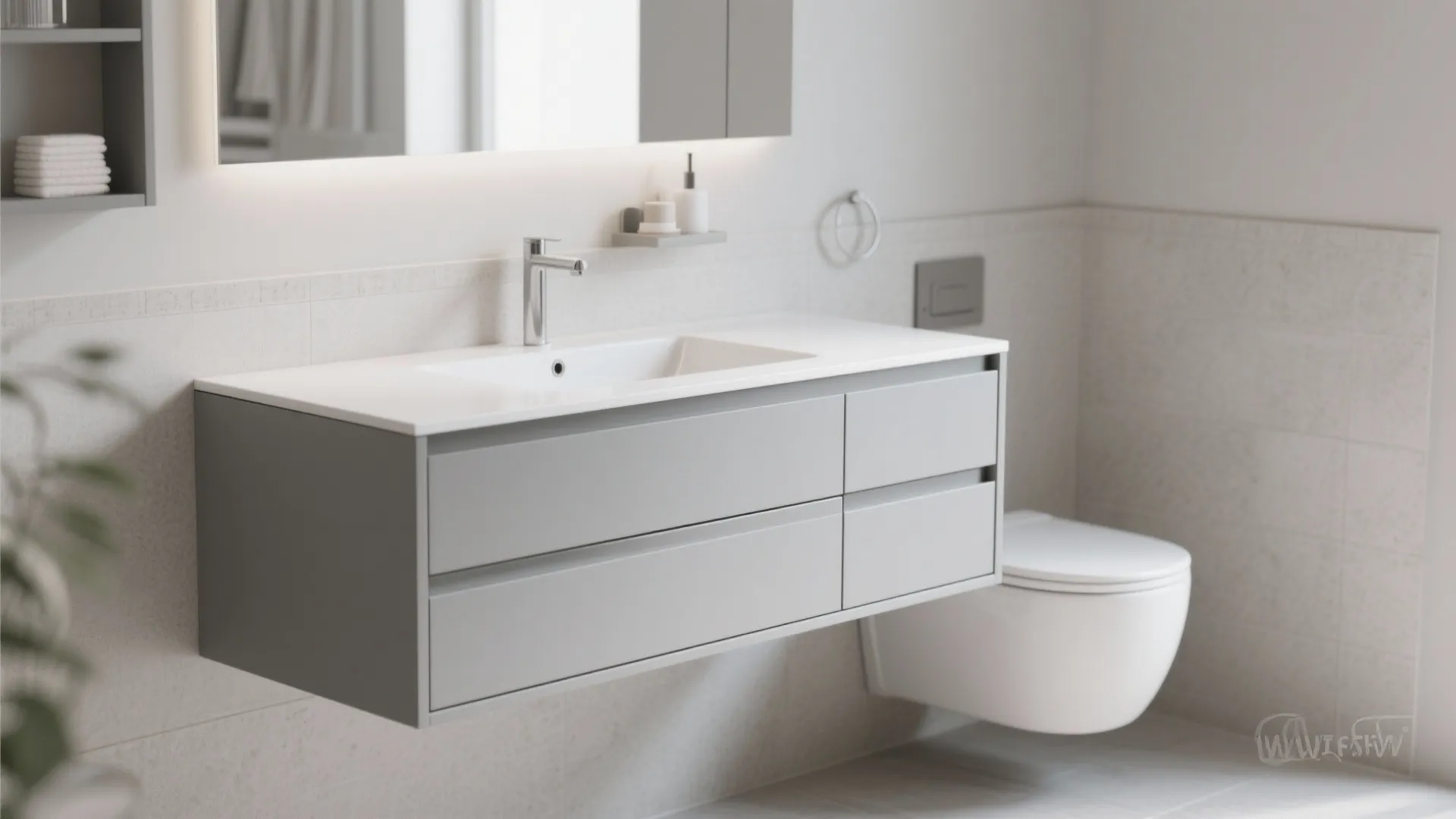 2. Floating Vanity with Storage