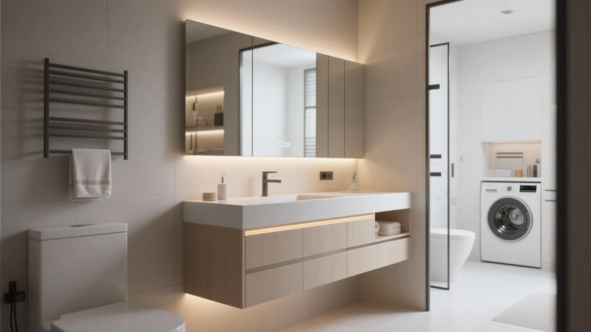 2. Floating Vanity with Storage