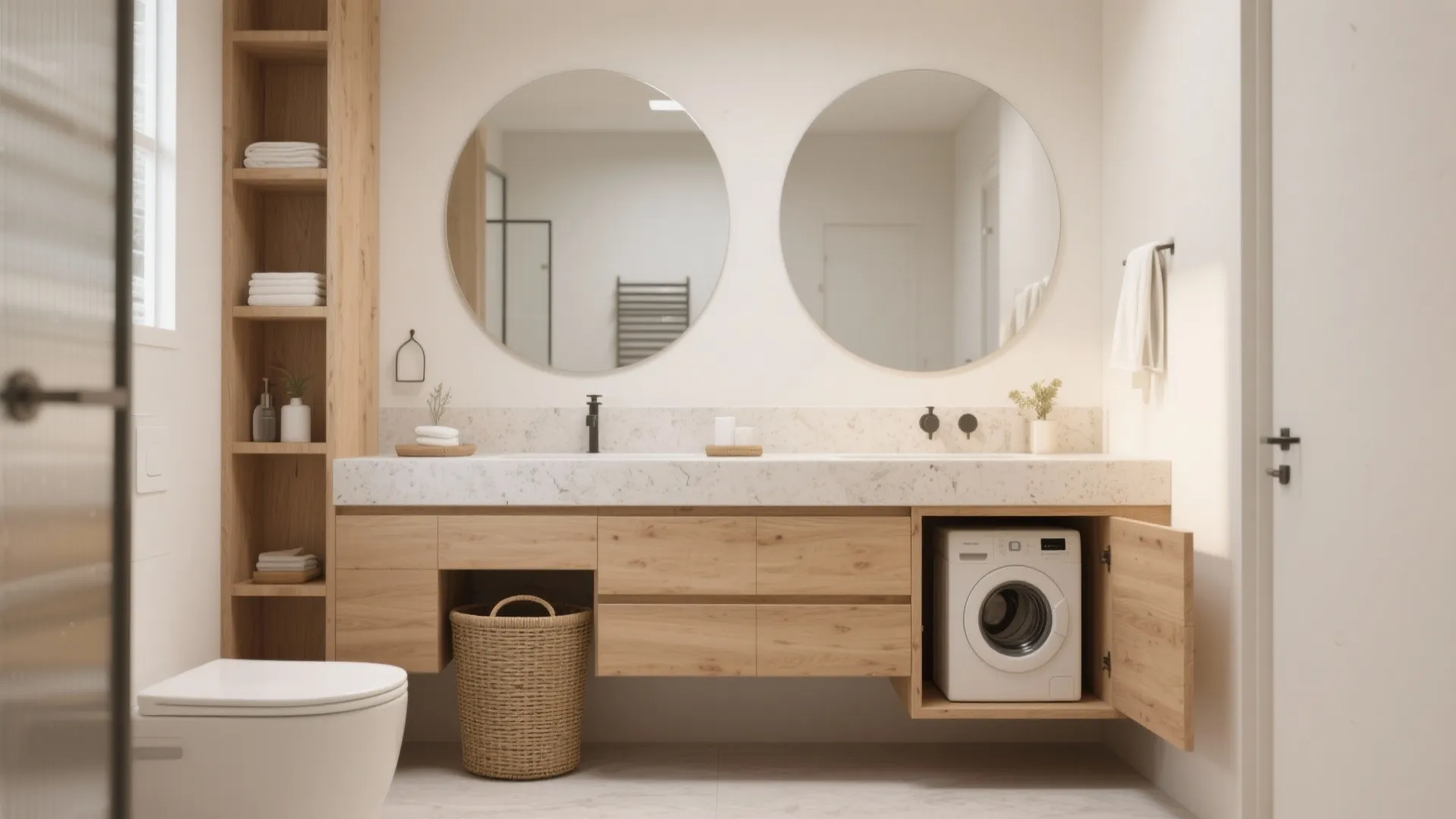 1. Floating Vanity with Hidden Storage