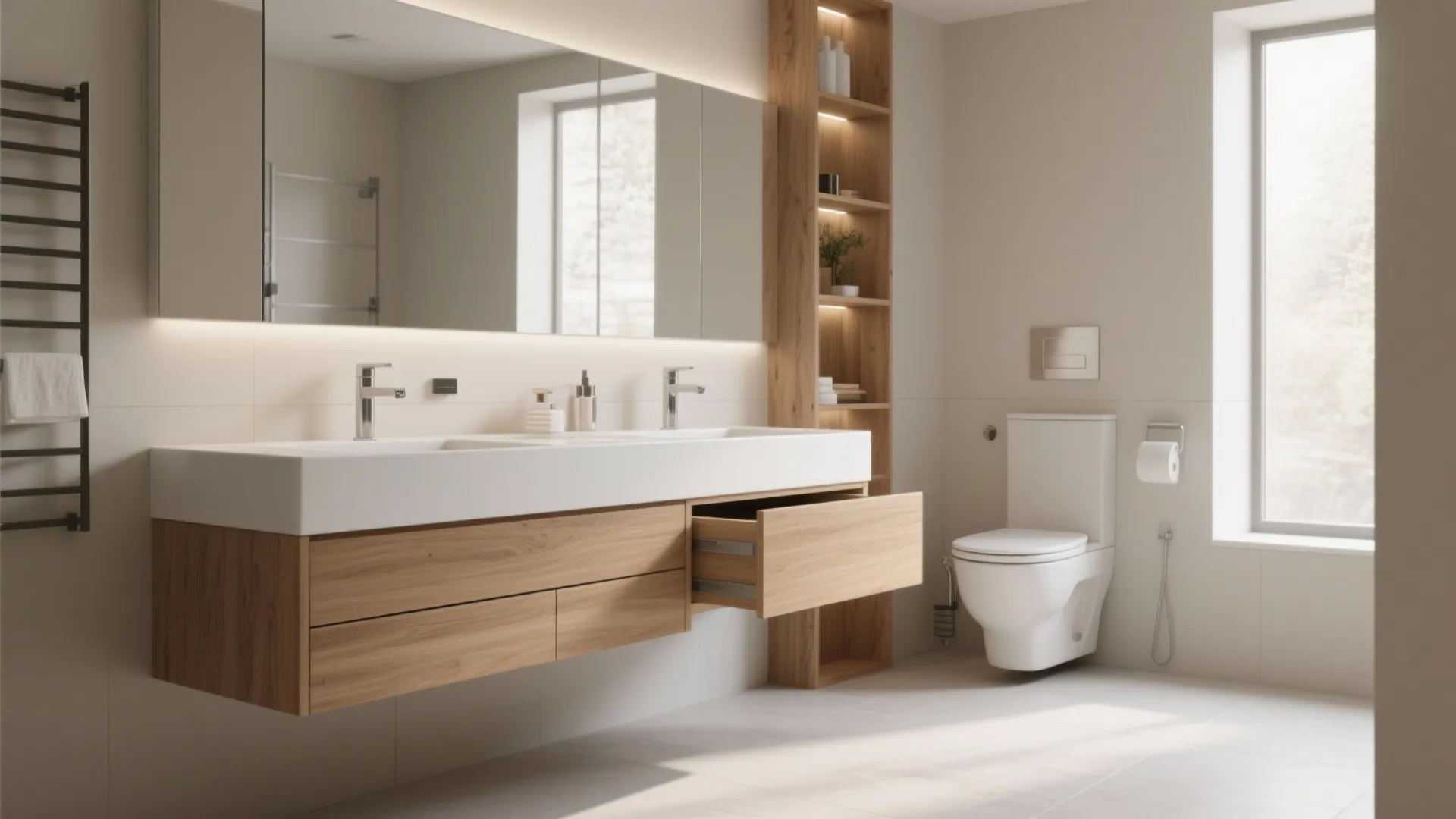 1. Minimalist Vanity with Hidden Storage